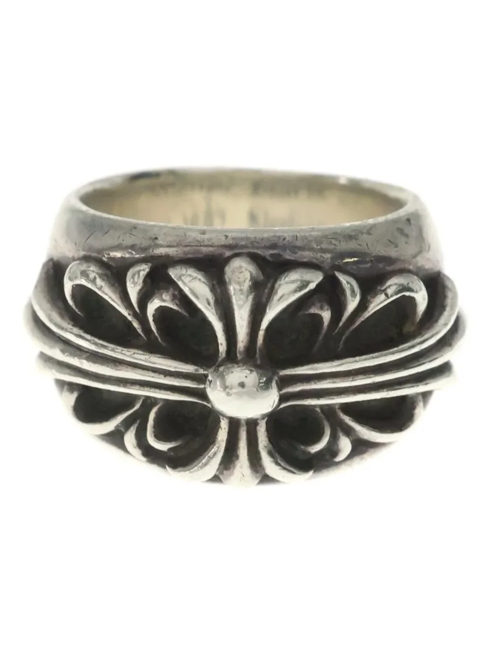 Chrome Hearts Flrl Crs Floral Cross Ring Silver